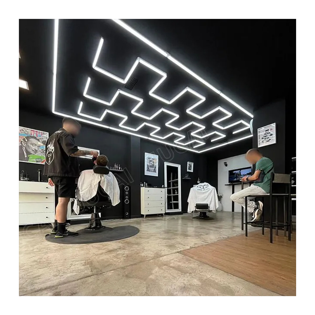 IKSLED LED Deckenleuchte in Sechseck-Wabenform mit Naturlicht-Beleuchtung 6500K Kaltweiß für Werkstatt, Garage oder Barbershop - Bild 1