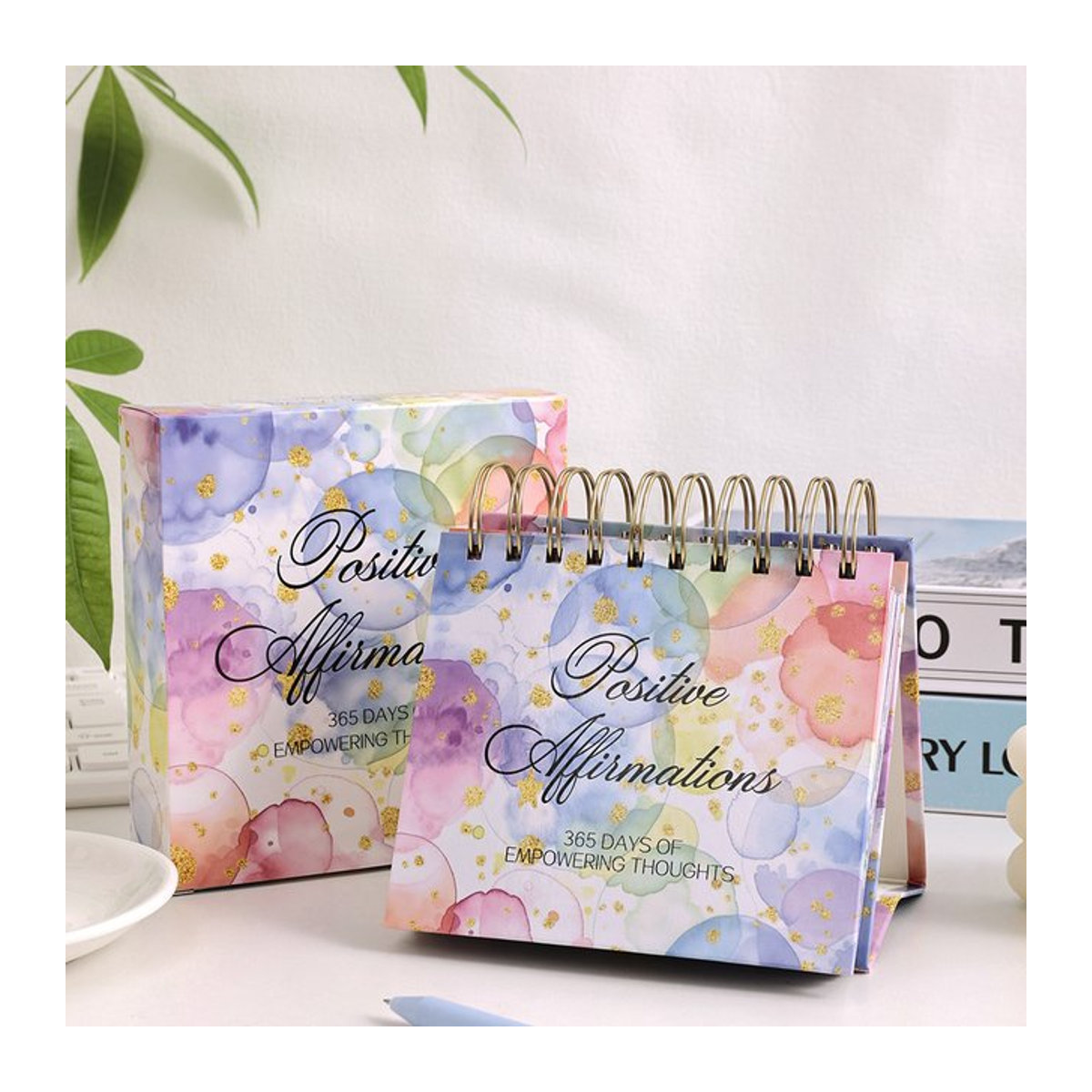 Imoda Undatierter Desktop-Kalender mit inspirierenden Zitaten, Mehrfarbig, Stehender Flip-Coil-Kalender aus Papier - Bild 1