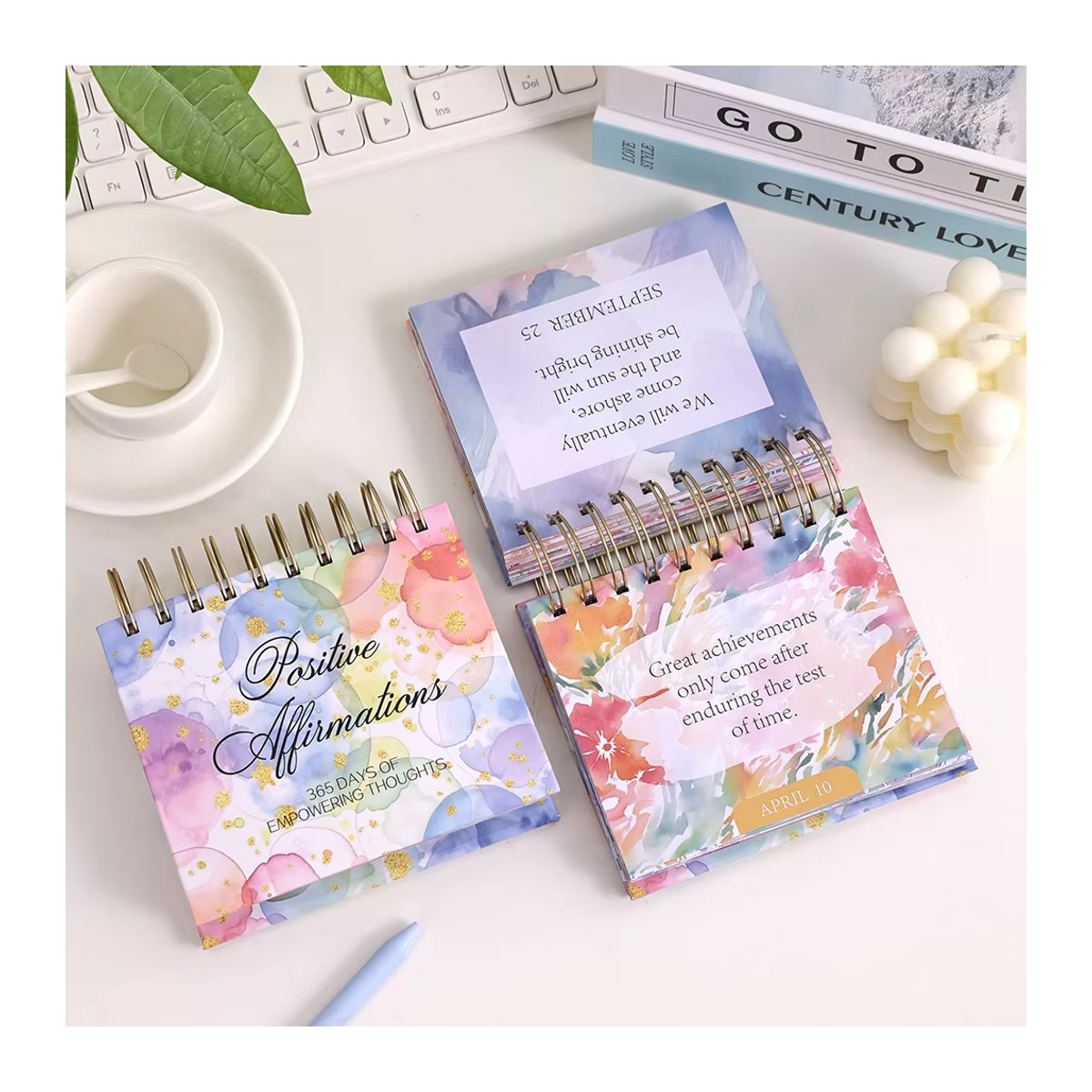Imoda Undatierter Desktop-Kalender mit inspirierenden Zitaten, Mehrfarbig, Stehender Flip-Coil-Kalender aus Papier - Bild 2