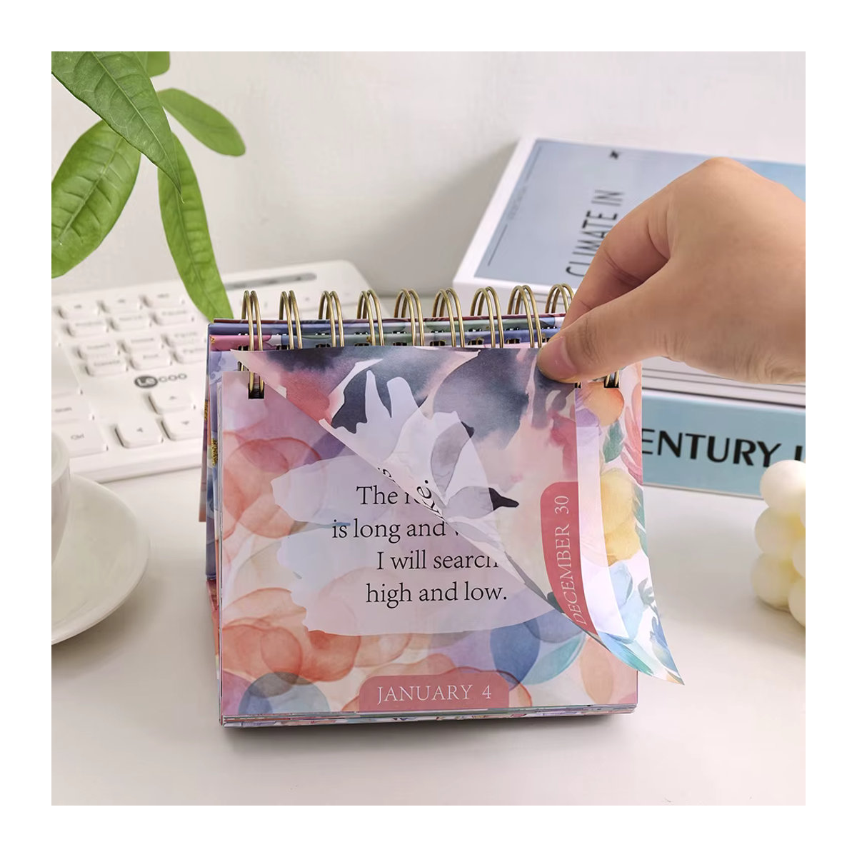 Imoda Undatierter Desktop-Kalender mit inspirierenden Zitaten, Mehrfarbig, Stehender Flip-Coil-Kalender aus Papier - Bild 3