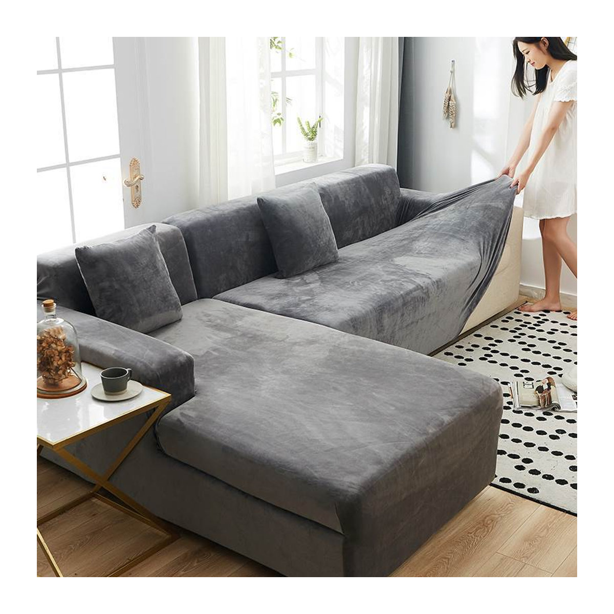 Imperial Concubine All-Inclusive-Sofabezug aus echtem Leder, elastischer und verdickter Stoffbezug für dein Sofa, Breite: 145-185 cm - Bild 2