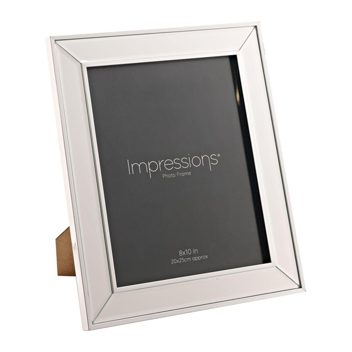 Impressions Spiegel Fotorahmen mit silbernem Rand und Eckenschräge in Schwarz, One Size - Bild 1