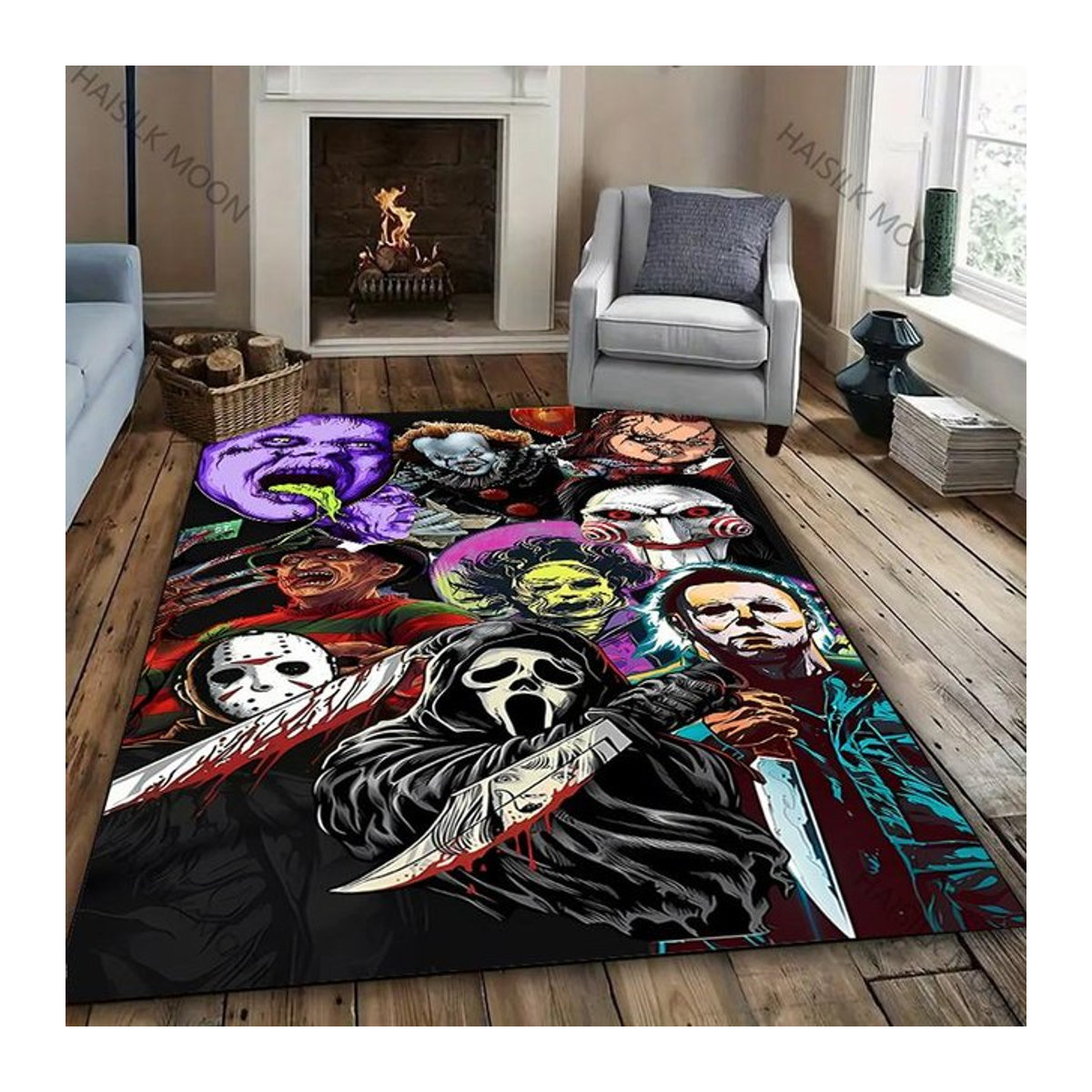 INISO 3D Halloween Horror Teppich Multicolor, Dekorative Matte für Wohnzimmer und Schlafzimmer, B/T: 130 x 90 cm - Bild 1