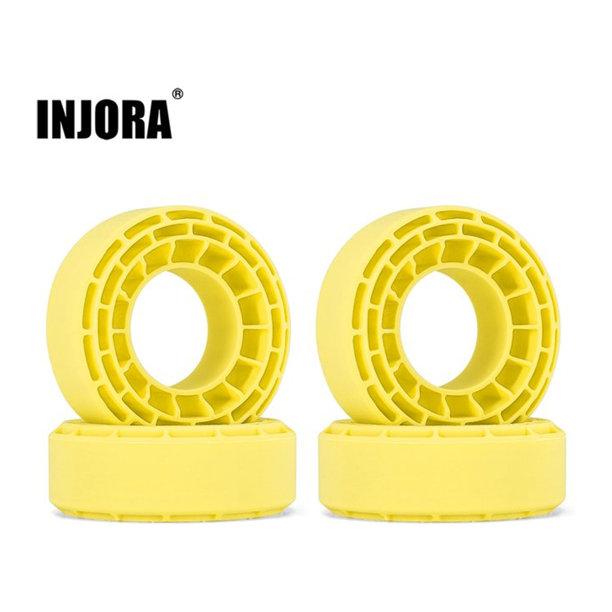 INJORA Silikonkautschuk-Einsätze für 56–58 mm x 24 mm 1,0 Zoll Reifen, 4 Stück, Gelb - Bild 1