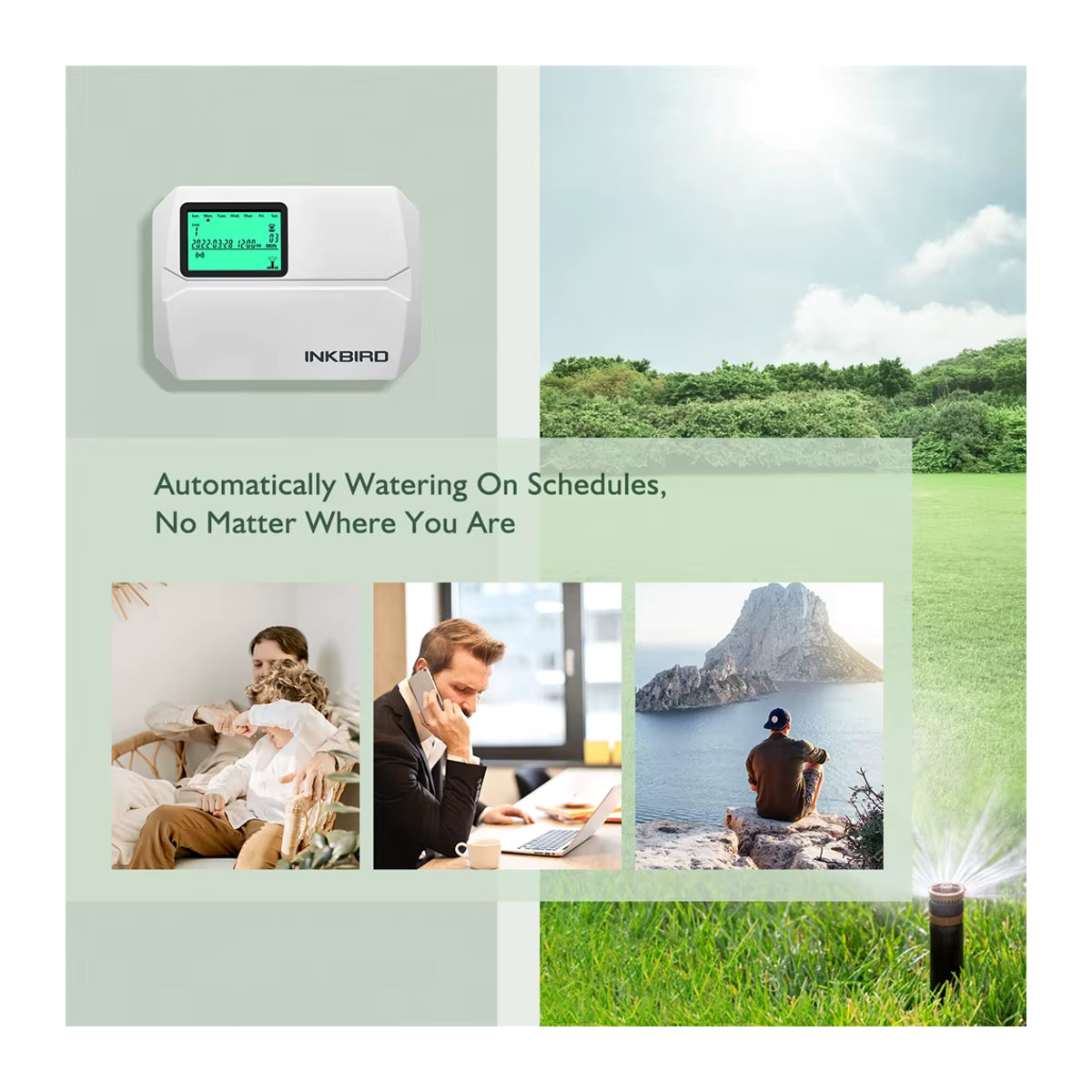 INKBIRD Wi-Fi Smart Sprinkler Controller mit 8 Zonen, programmierbare Bewässerungssteuerung für Indoor und Outdoor, App-gesteuert, Weiß - Bild 6
