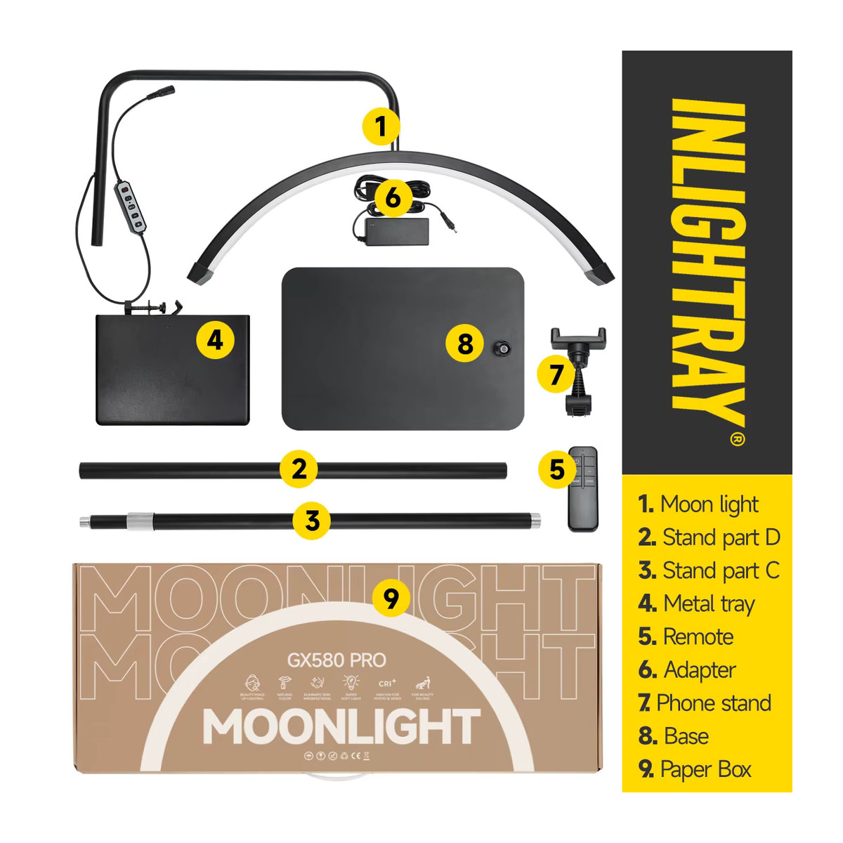 Inlightray 23-Zoll LED-Halbmondringlicht mit Strasssteinen und U-Joint für Salon und Wimpernmodellierung - Bild 5