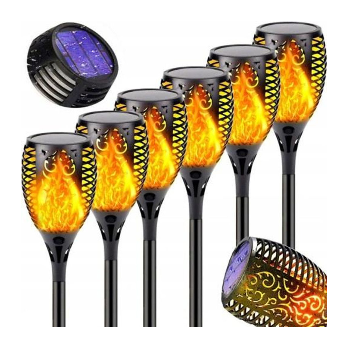 Inna Modern Solarleuchte LED-Fackel Schwarz mit warmweißem Licht Höhe: 58 cm - Bild 2