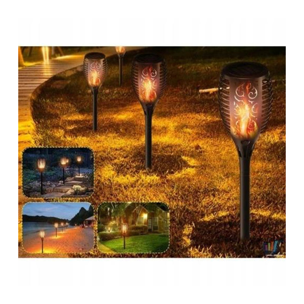 Inna Modern Solarleuchte LED-Fackel Schwarz mit warmweißem Licht Höhe: 58 cm - Bild 5