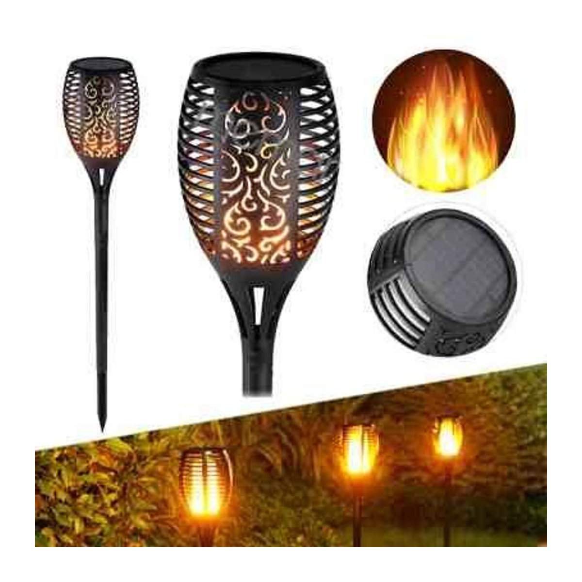 Inna Modern Solarleuchte LED-Fackel Schwarz mit warmweißem Licht Höhe: 58 cm - Bild 6