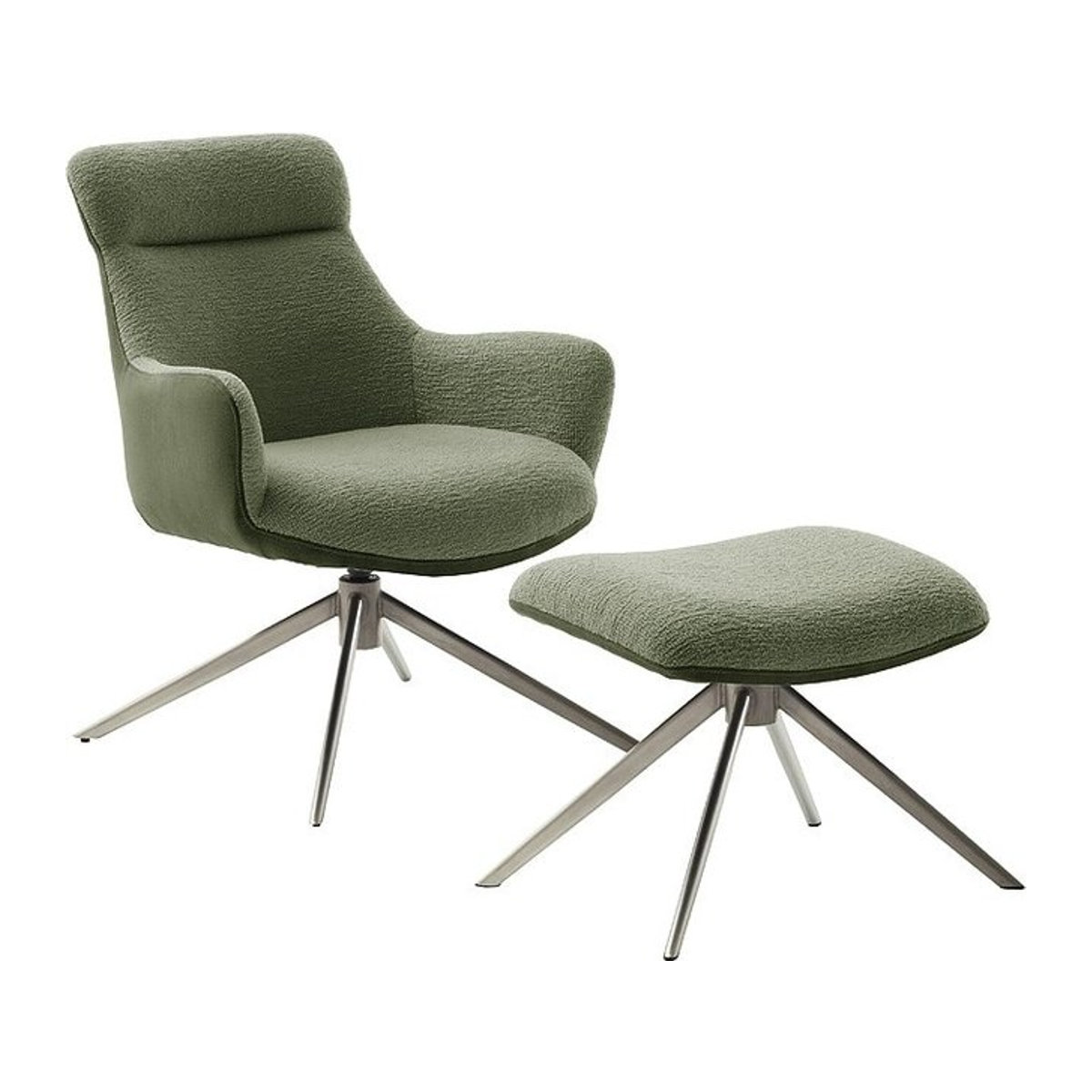 iNNoSeat by MCA + PELION Drehstuhl mit Armlehnen in Grün und Edelstahl mit Bouclé-Bezug - Bild 1