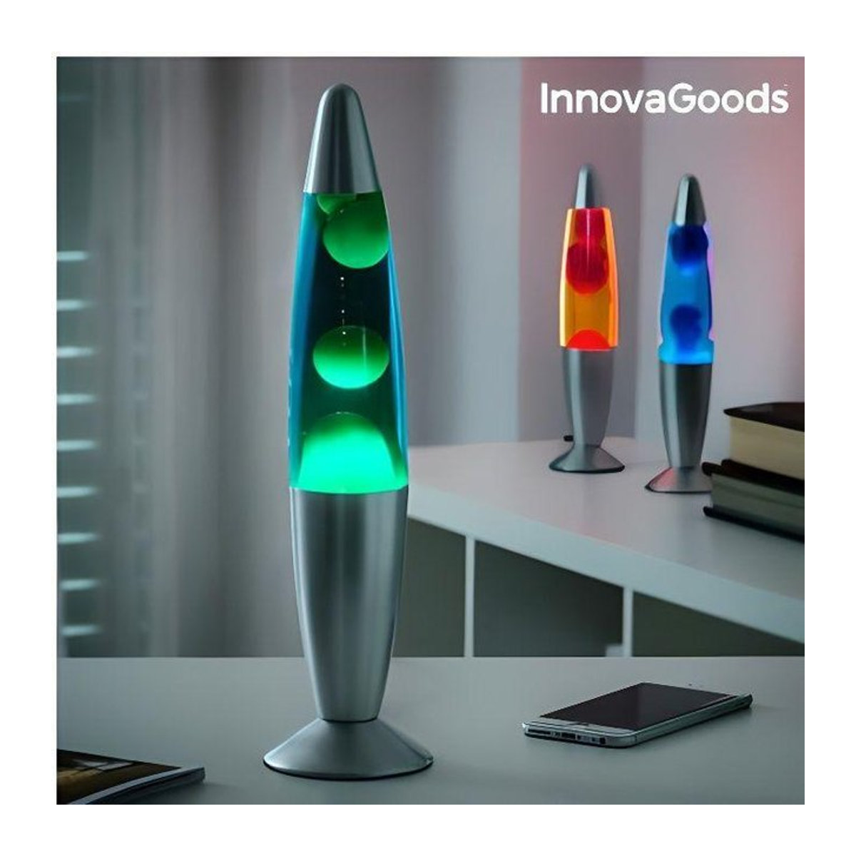 InnovaGoods Lavalampe Bewegungsmagma mit integriertem LED in Blau und Grün - Bild 1