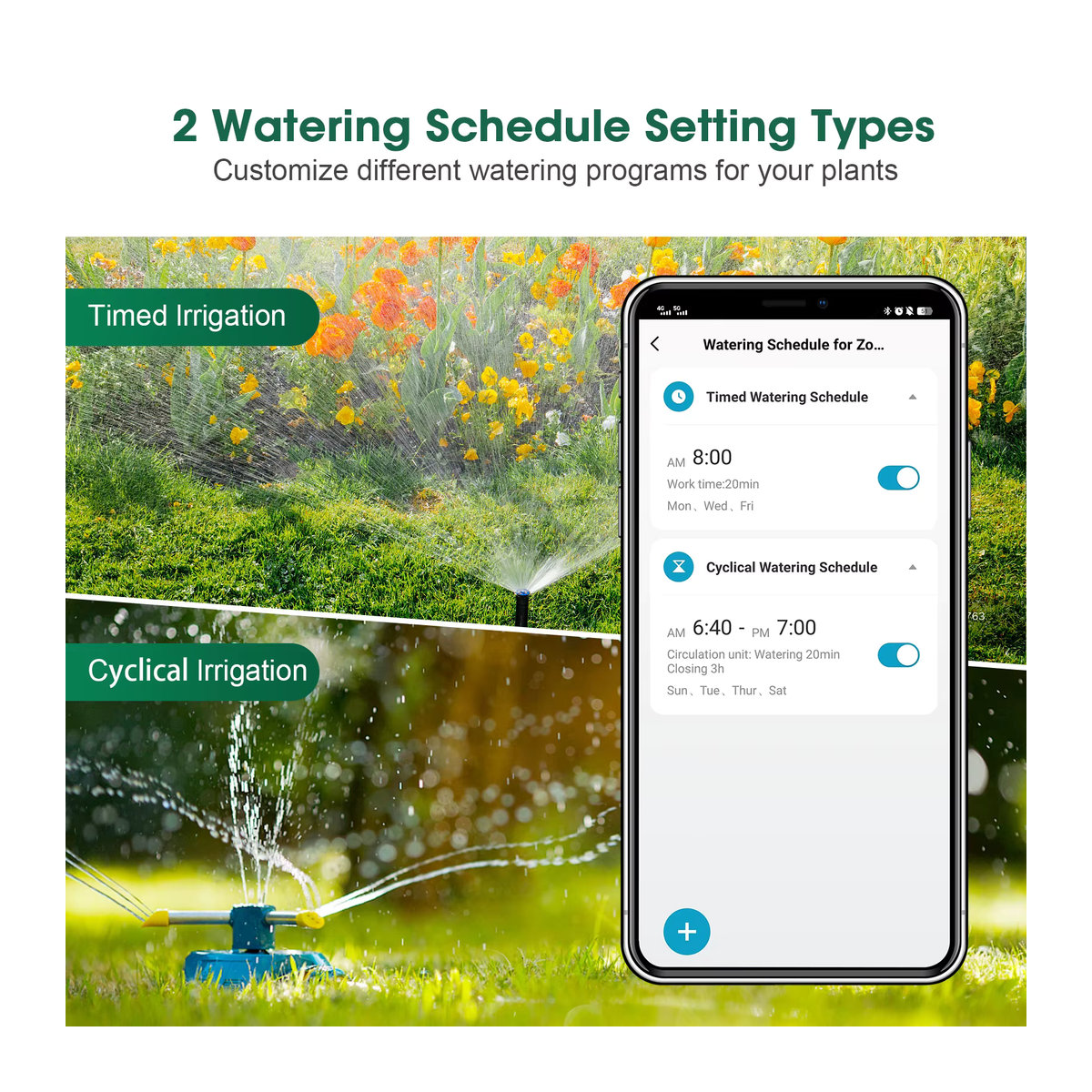 Insoma Automatischer Wassertimer mit Gateway und Doppelschlauch für die Gartenbewässerung, App-gesteuertes Bewässerungssystem in Grau, kompatibel mit Alexa - Bild 4