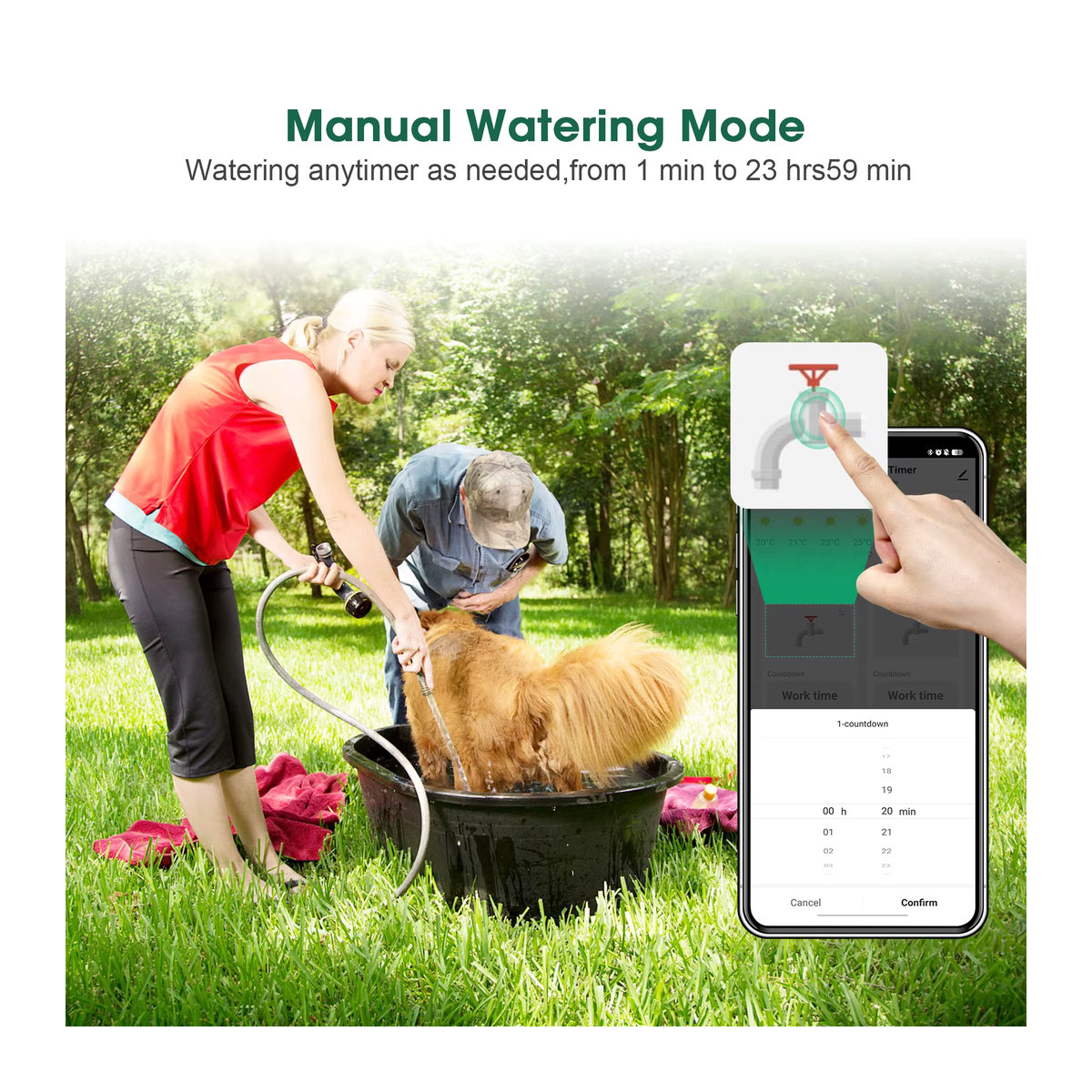 Insoma Automatischer Wassertimer mit Gateway und Doppelschlauch für die Gartenbewässerung, App-gesteuertes Bewässerungssystem in Grau, kompatibel mit Alexa - Bild 6