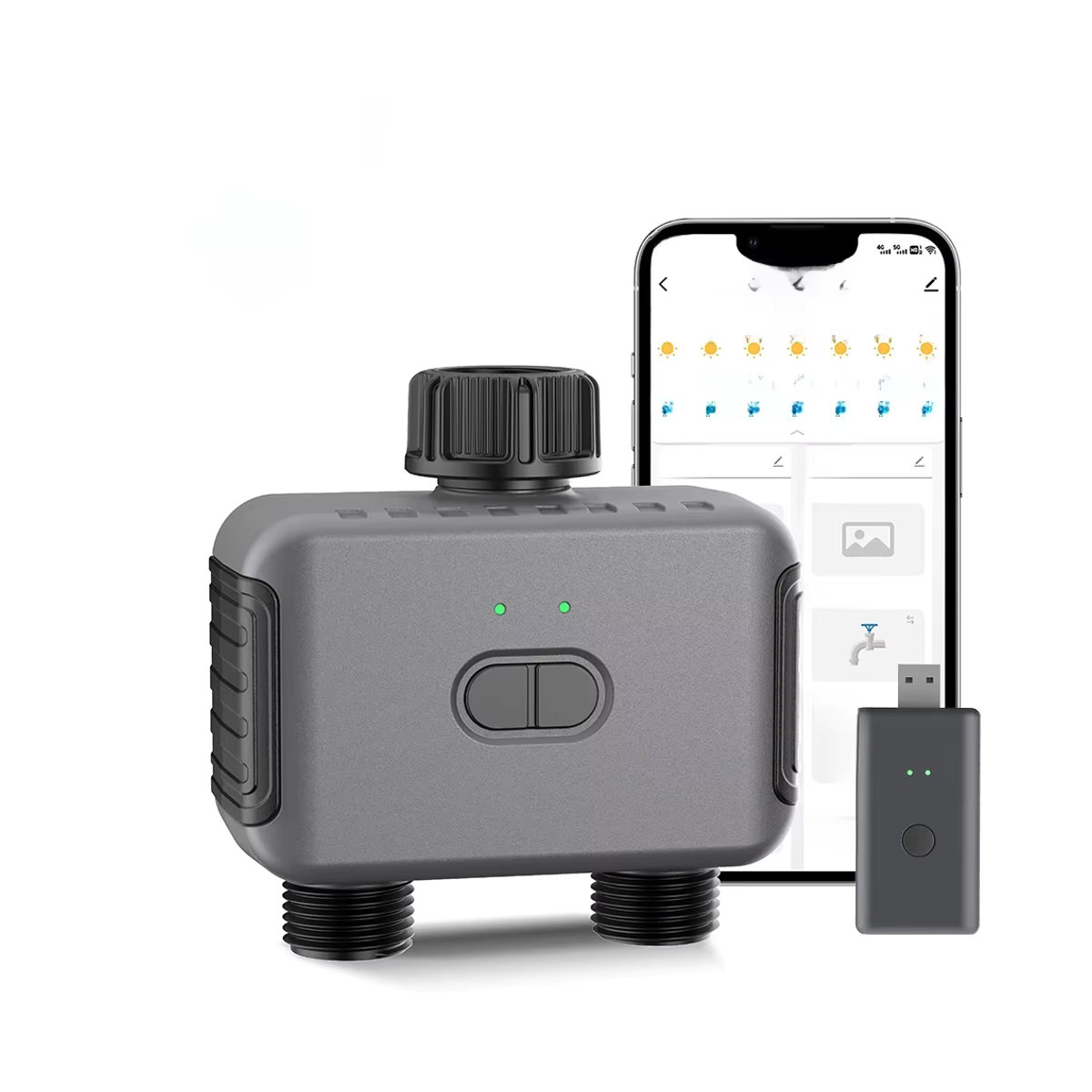 Insoma Automatischer Wassertimer mit Gateway und Doppelschlauch für die Gartenbewässerung, App-gesteuertes Bewässerungssystem in Grau, kompatibel mit Alexa - Bild 7