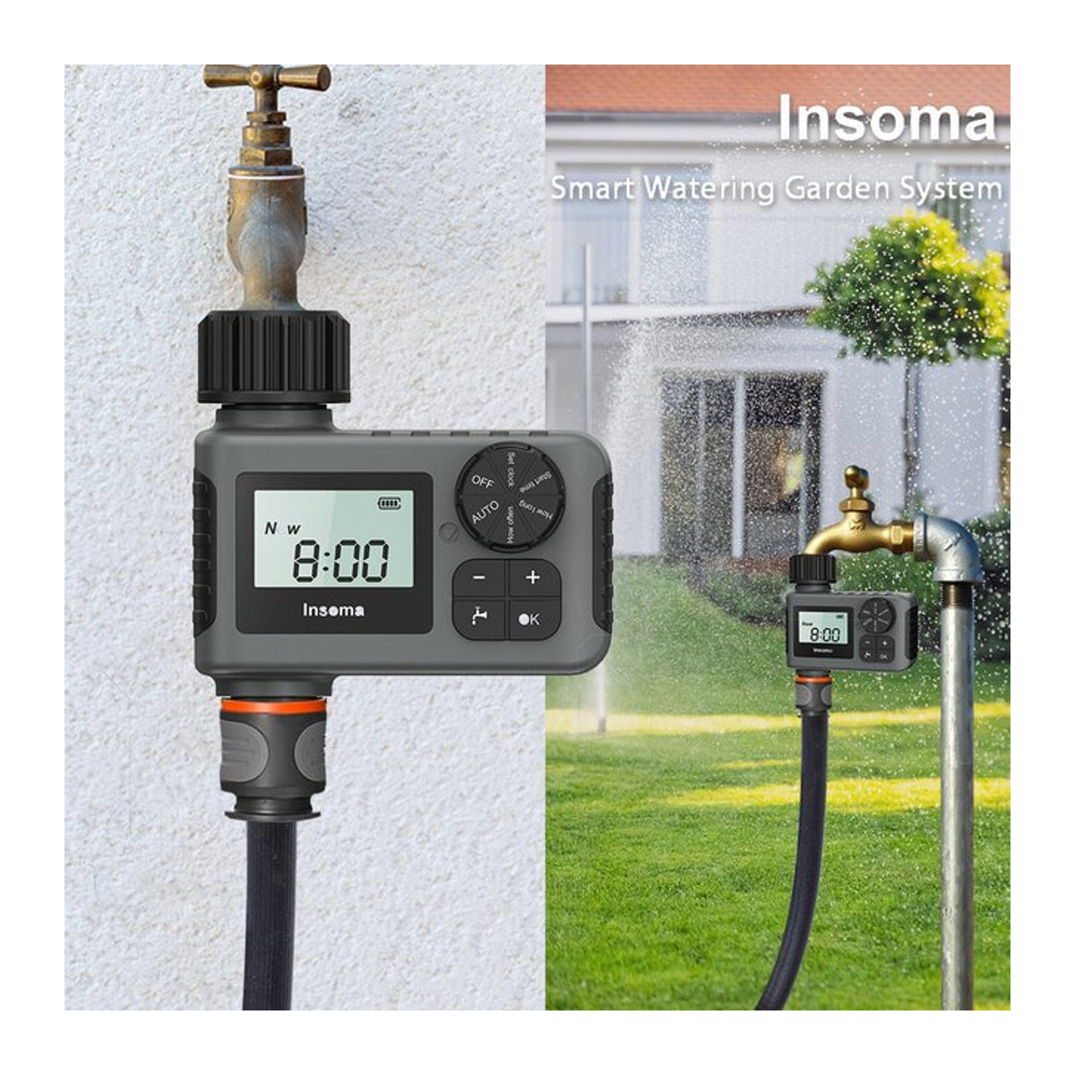 Insoma Automatischer Wassertimer mit LCD-Display und IPX7 Schutz für dein intelligentes Bewässerungssystem - Bild 1