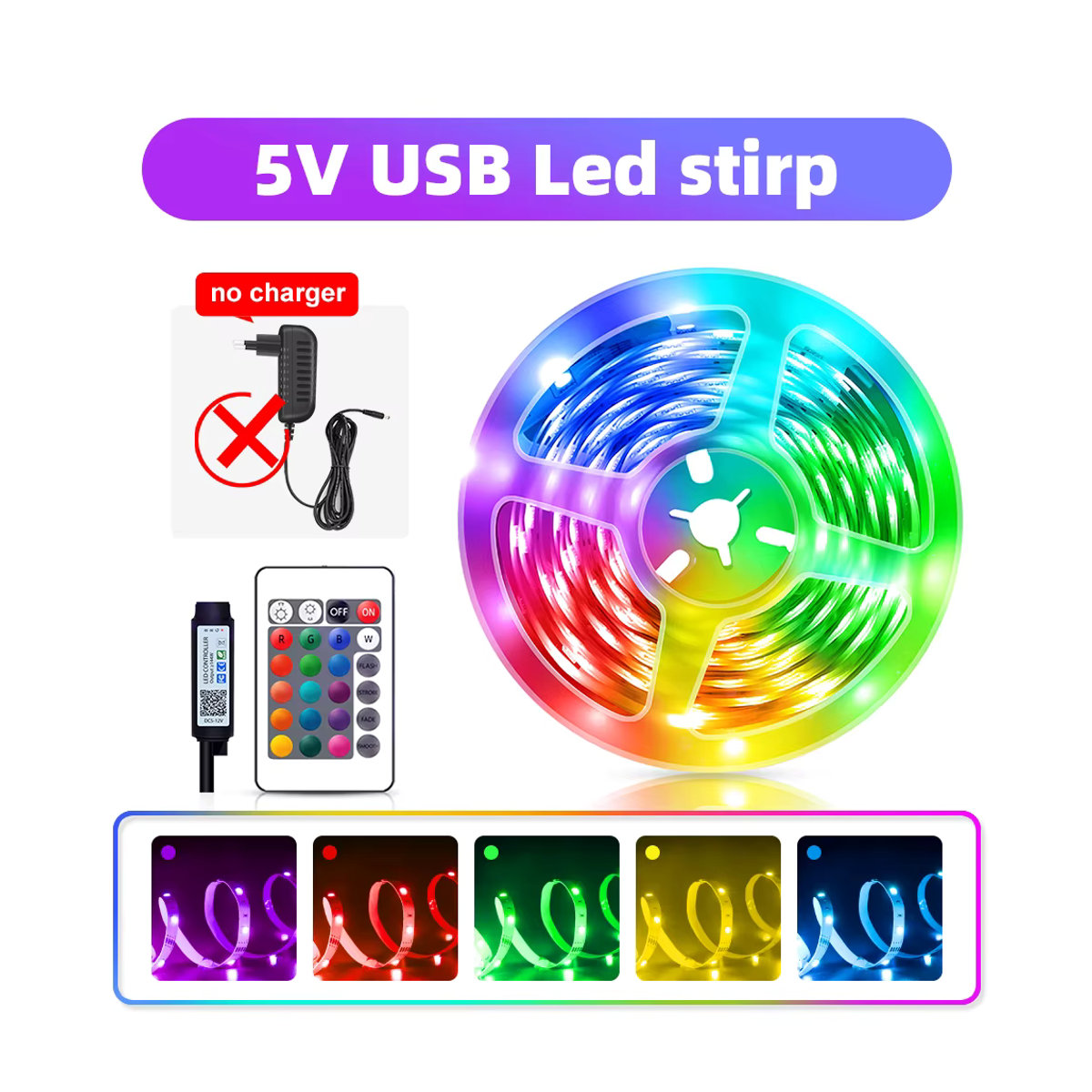 Intelligenter RGB USB-LED-Streifen mit App-Steuerung, 22-Tasten-Fernbedienung und Musiksynchronisierung für deinen TV - Bild 2