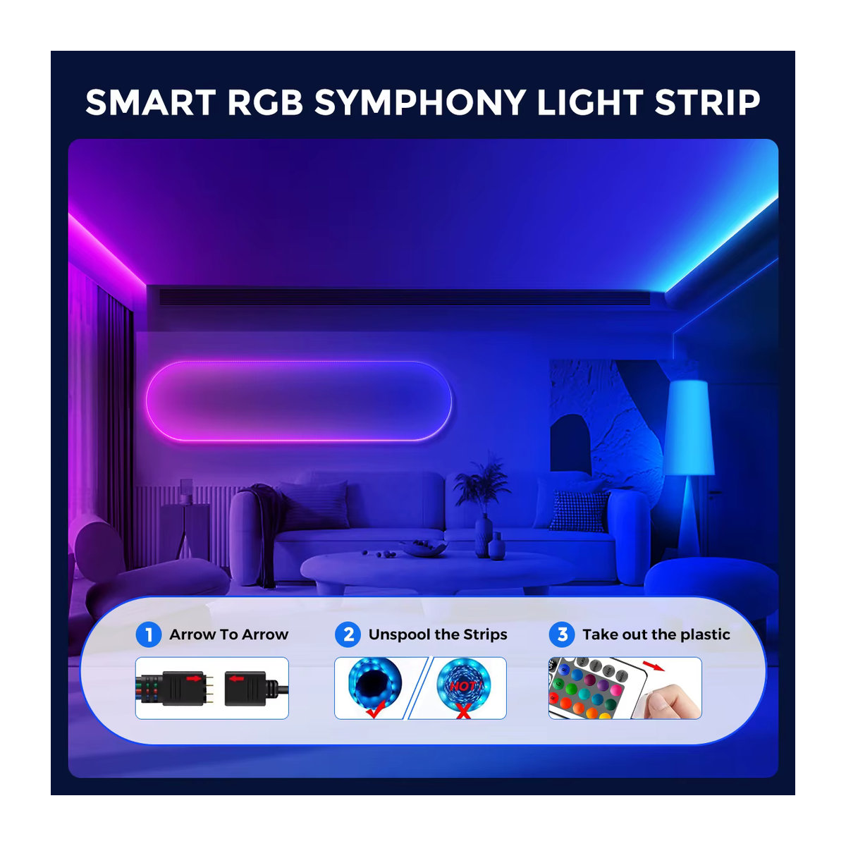 Intelligenter RGB USB-LED-Streifen mit App-Steuerung, 22-Tasten-Fernbedienung und Musiksynchronisierung für deinen TV - Bild 3