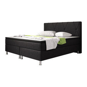 Inter Trading Boxspringbett Boston in Schwarz mit Holzgestell B/T: 180 x 200 cm