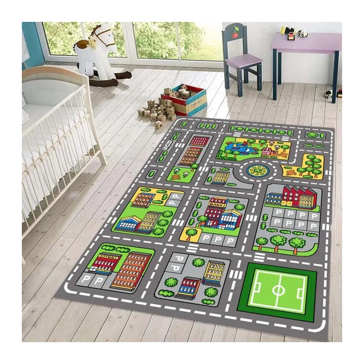 Interaktiver Stadtplan Spielteppich von Lodestar in Bunt für das Kinderzimmer, B/B: 120 x 160 cm - Bild 1