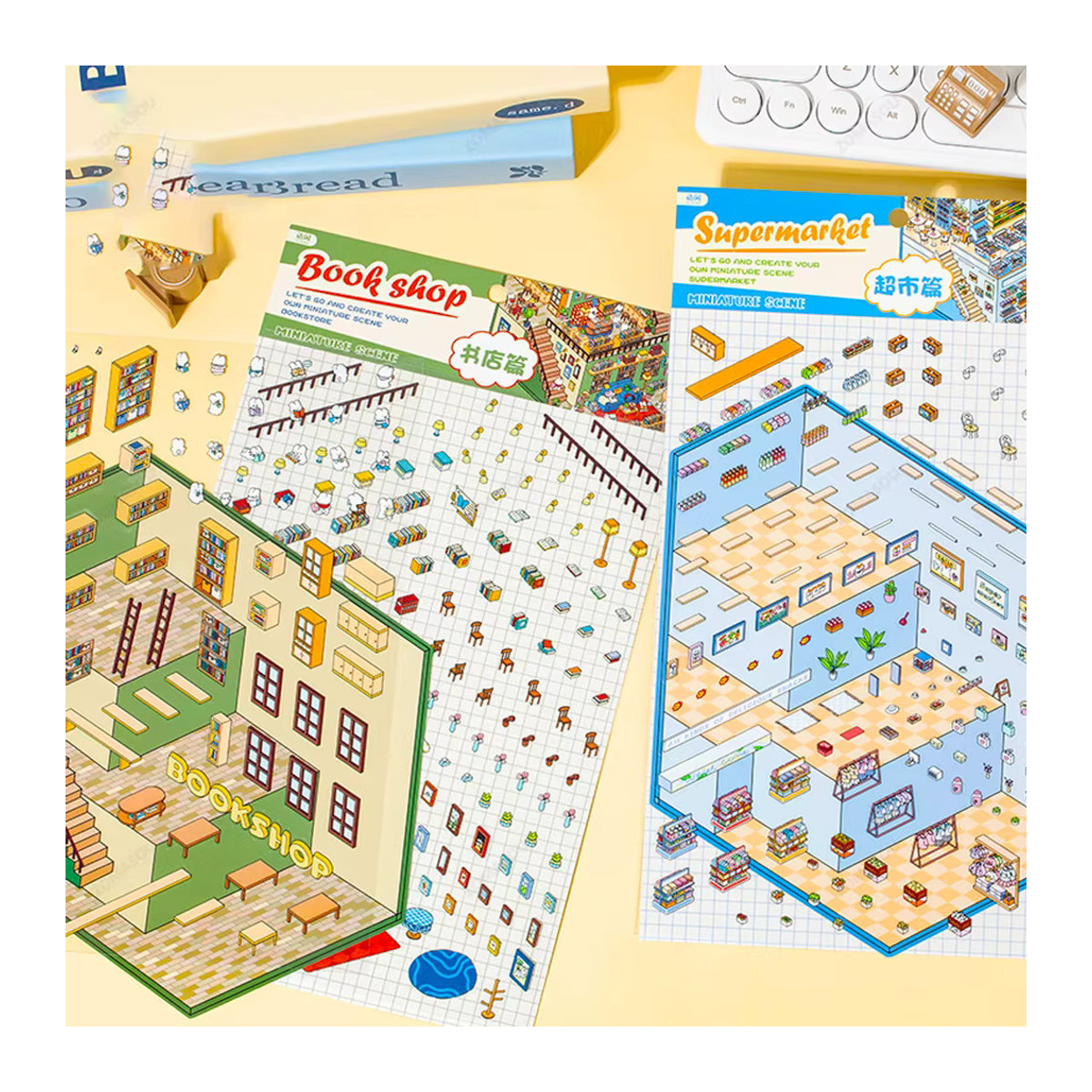 Interesse Dreischichtiger DIY 3D-Landschaftsaufkleber Miniaturszene Kabineaufkleber für Kinder in Mehrfarbig - Bild 2