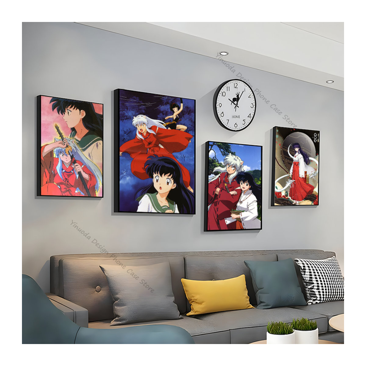 Inuyasha Anime Poster Vintage Wandmalerei aus Papier in Hochformat und Mehrfarbig - Bild 1