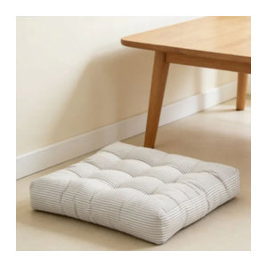 Inyahome Gestreiftes Bodenkissen in Beige als quadratische oder runde Stuhlauflage für Innen und Außen sowie für Hängesessel und Fensterbänke