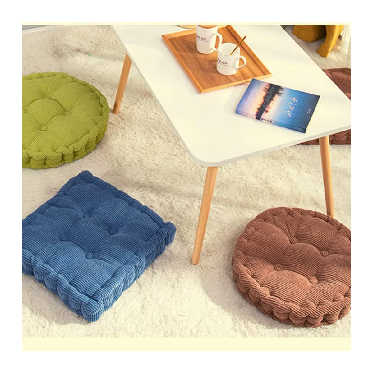 Inyahome Meditationskissen Zafu für Erwachsene und Kinder, rundes Sitzkissen für Yoga und Tatami, rot und mehrfarbig - Bild 2