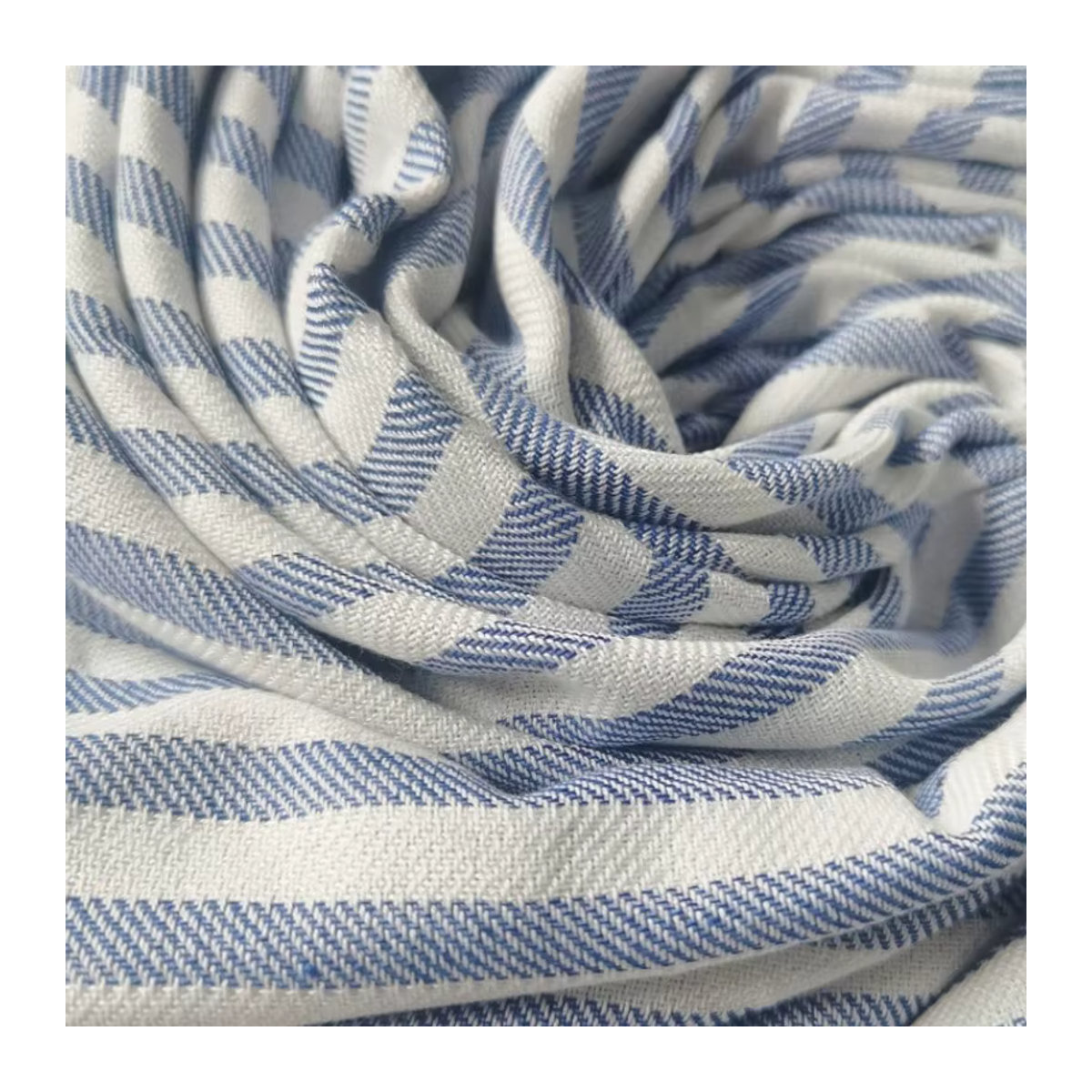Inyahome Strandtuch aus 100 % Baumwolle in Blau mit Streifen und Quasten, extra groß und saugfähig - Bild 2
