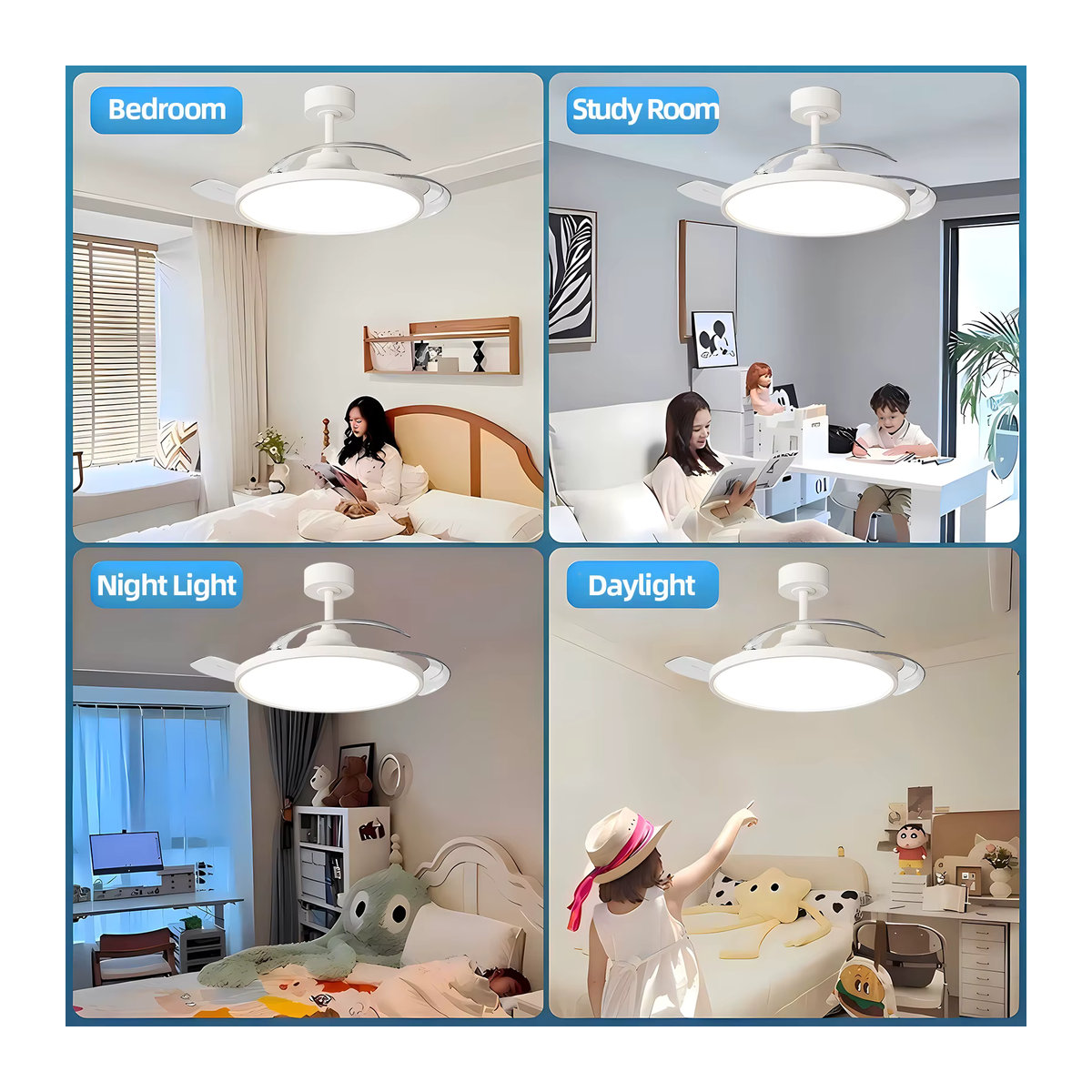 IRALAN Deckenventilator mit integrierter LED-Lampe und Fernbedienung, modern, 42/48 Zoll - Bild 3