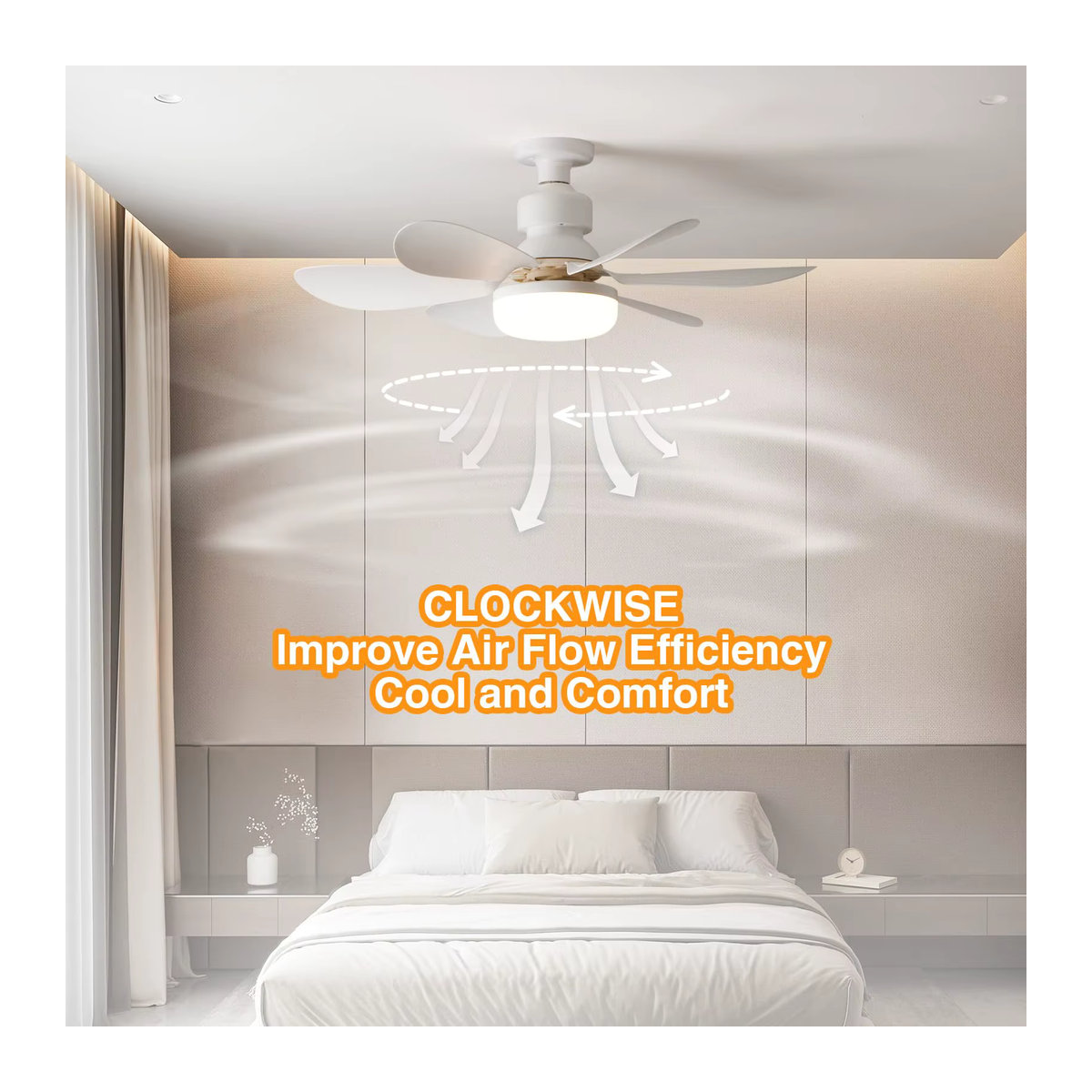 IRALAN LED Deckenventilator mit Licht und Fernbedienung, dimmbar, Weiß, Durchmesser: 52 cm - Bild 5