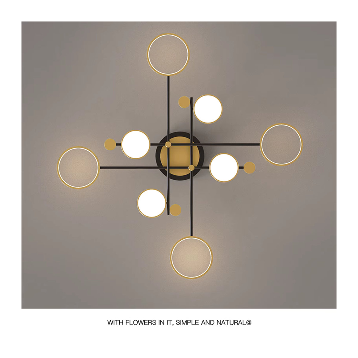 IRALAN LED Kronleuchter im skandinavischen Design für Wohnzimmer und Schlafzimmer, Schwarz/Gold/Weiß - Bild 3