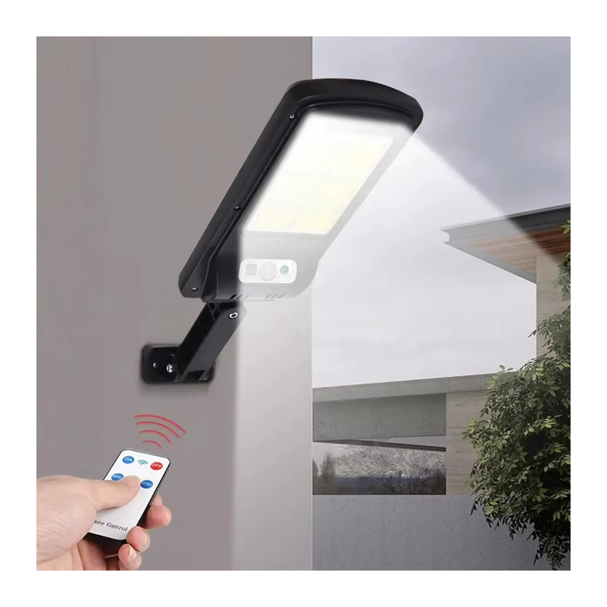 IRALAN LED-Solar-Wandleuchte mit Bewegungsmelder in Schwarz, moderne Außenbeleuchtung für Garten und Terrasse - Bild 3