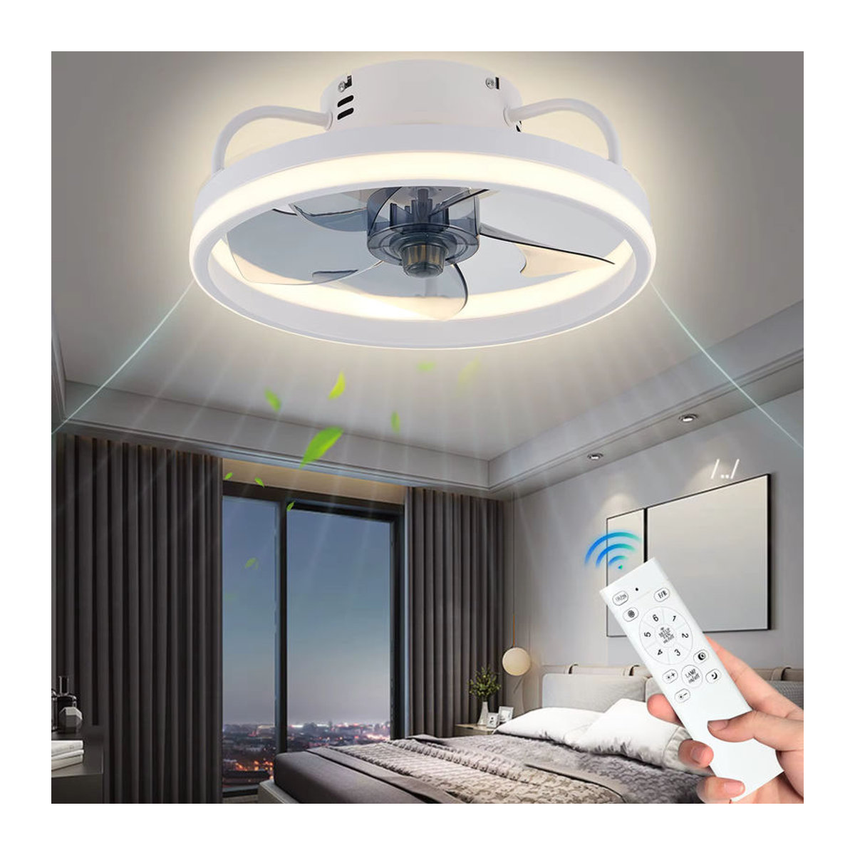 IRALAN Moderne LED-Deckenleuchte mit Fernbedienung in Weiß für Wohnzimmer und Schlafzimmer - Bild 1