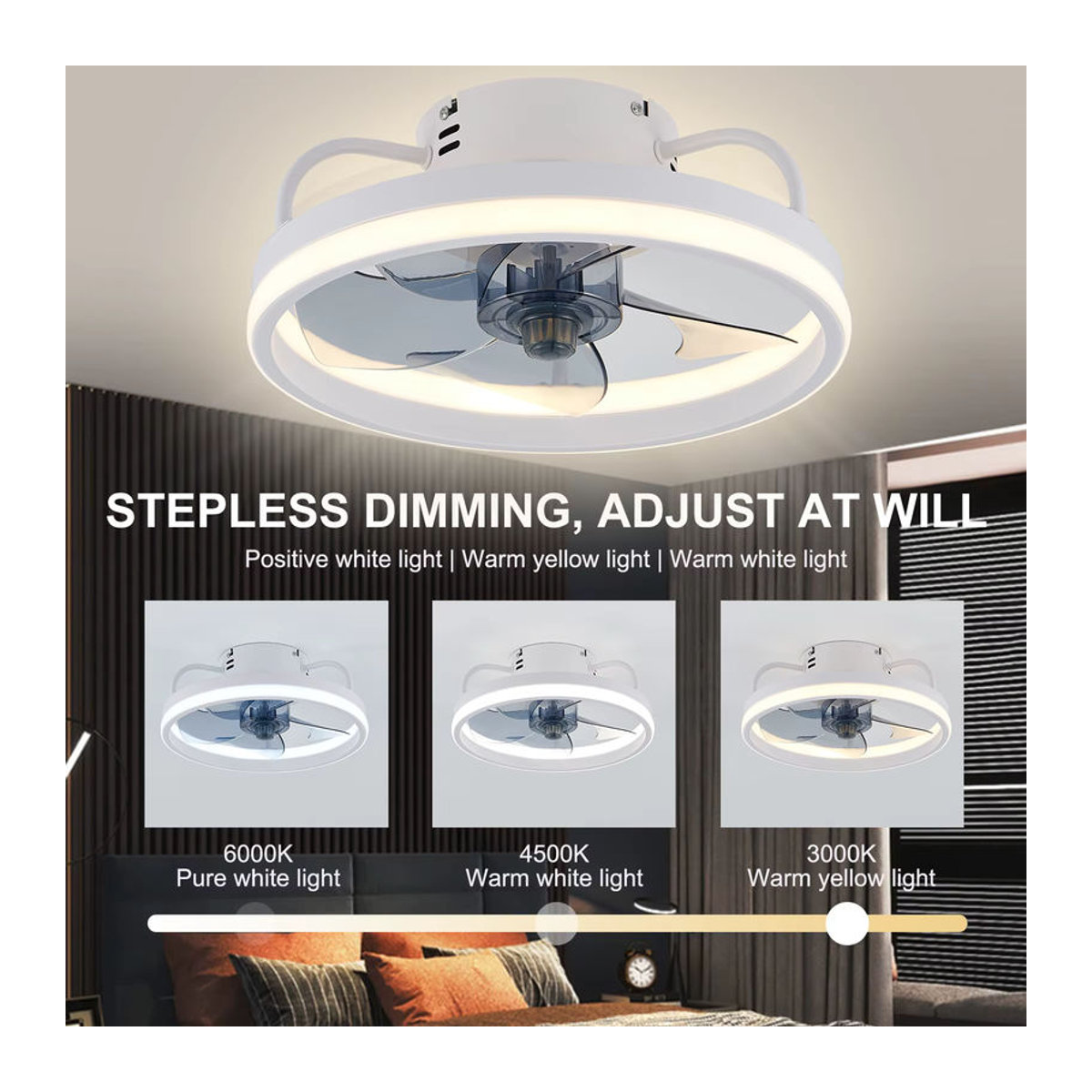 IRALAN Moderne LED-Deckenleuchte mit Fernbedienung in Weiß für Wohnzimmer und Schlafzimmer - Bild 3