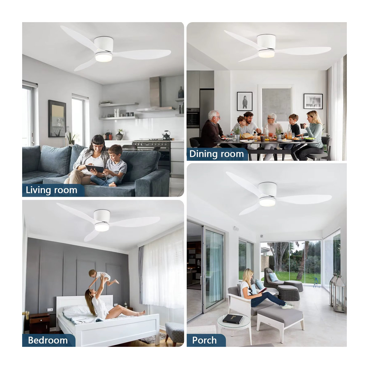 IRALAN Moderne LED-Deckenventilatorleuchte mit Fernbedienung und integriertem LED-Licht für niedrige Decken - Bild 2