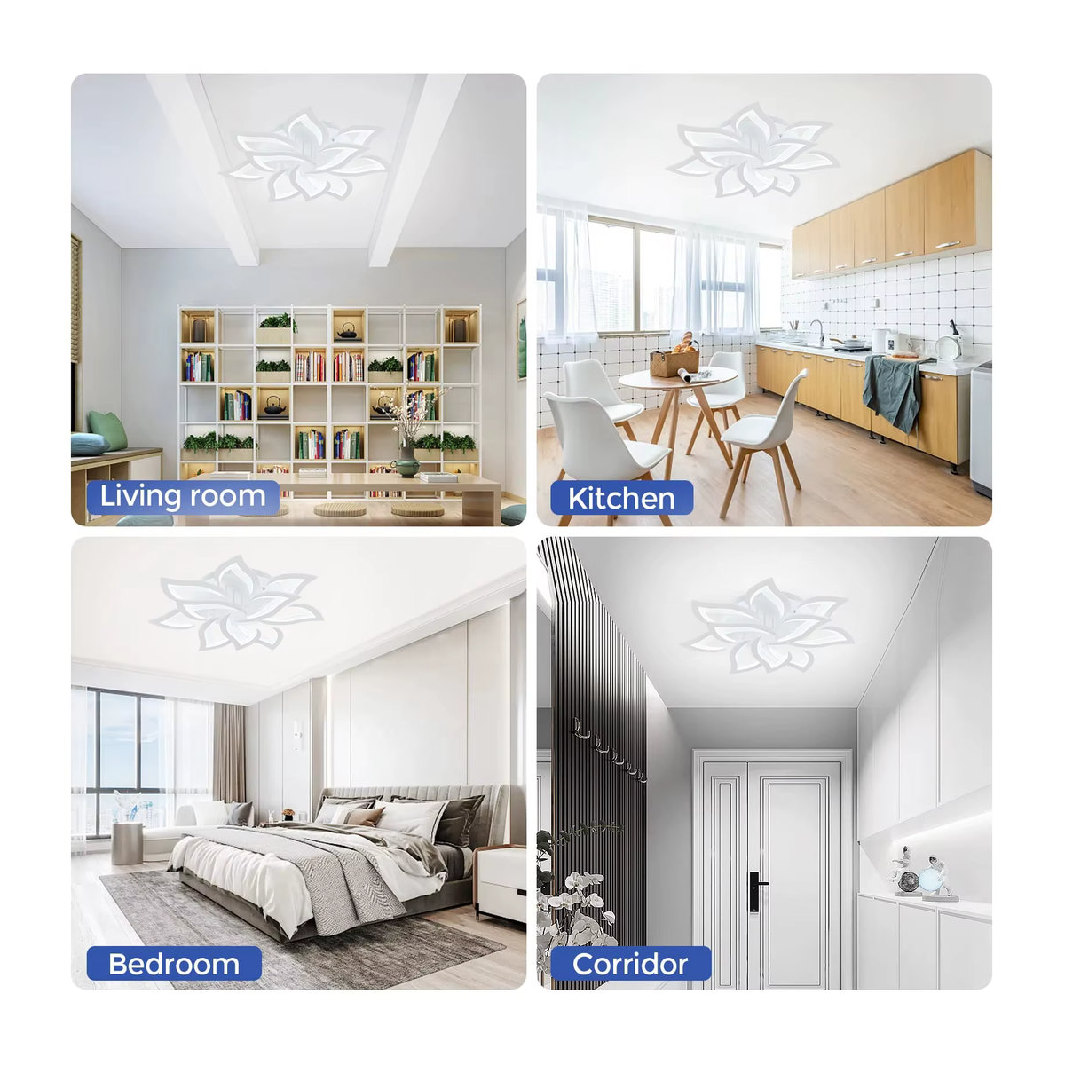 IRALAN Nordic Minimalistische Deckenleuchte in Weiß mit Fernbedienung und modernem Blütenblatt Design für Wohnzimmer und Schlafzimmer - Bild 5