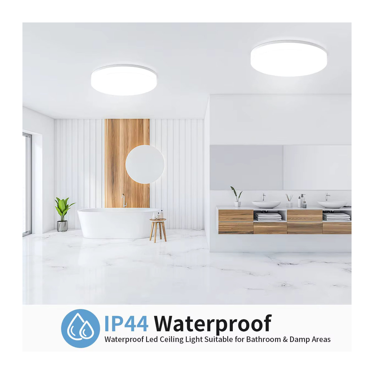 IRALAN Runde ultradünne LED-Deckenleuchte in Weiß, minimalistische Deckenlampe mit 48 W - Bild 3