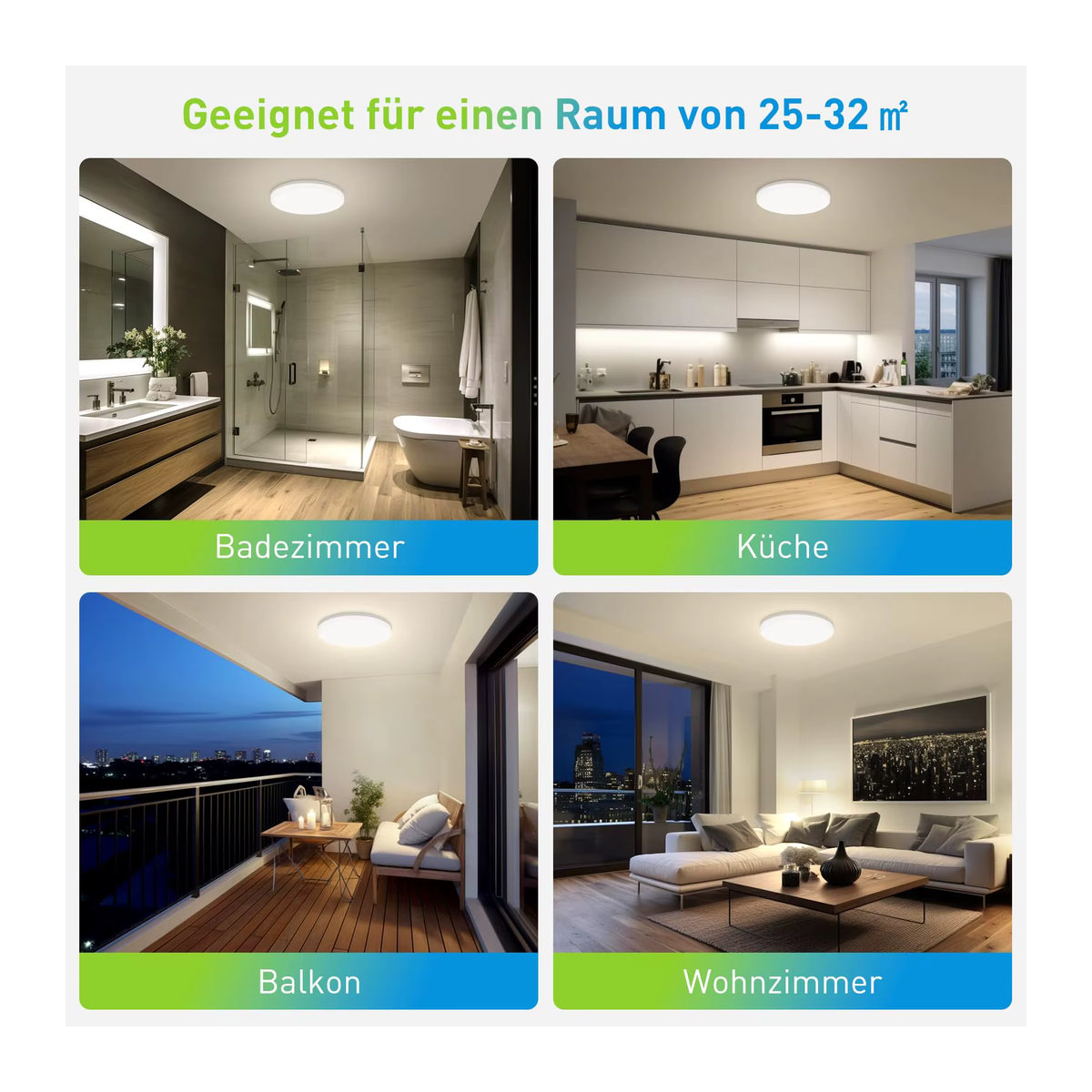 IRALAN Runde ultradünne LED-Deckenleuchte in Weiß, minimalistische Deckenlampe mit 48 W - Bild 4