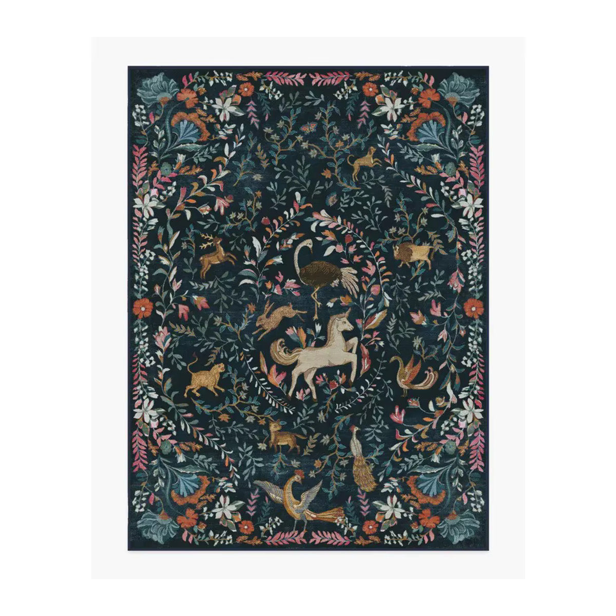 Iris Apfel Protea Teppich in Waldgrün mit floralem Design, rutschfeste und waschbare Bodenmatte für dein Wohnzimmer - Bild 3
