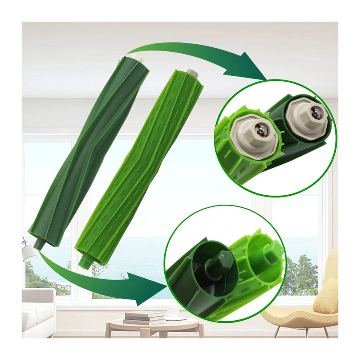iRobot Ersatz Rollenbürste aus Gummi in Grün für Roomba i/e/j Serie sowie i7, i3, i4, i6, i8, j7, E5, E6, E7 Staubsauger - Bild 6