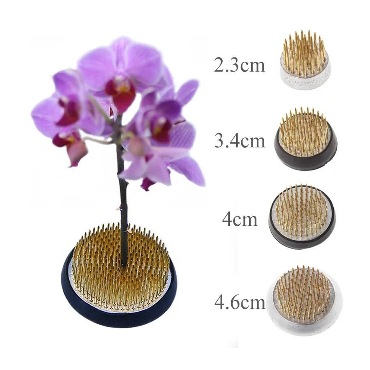 Ishizaki Kenzan Ikebana Nadelhalter aus Messing in Gold für Blumengestecke, 4 Größen, rund und stehend - Bild 2