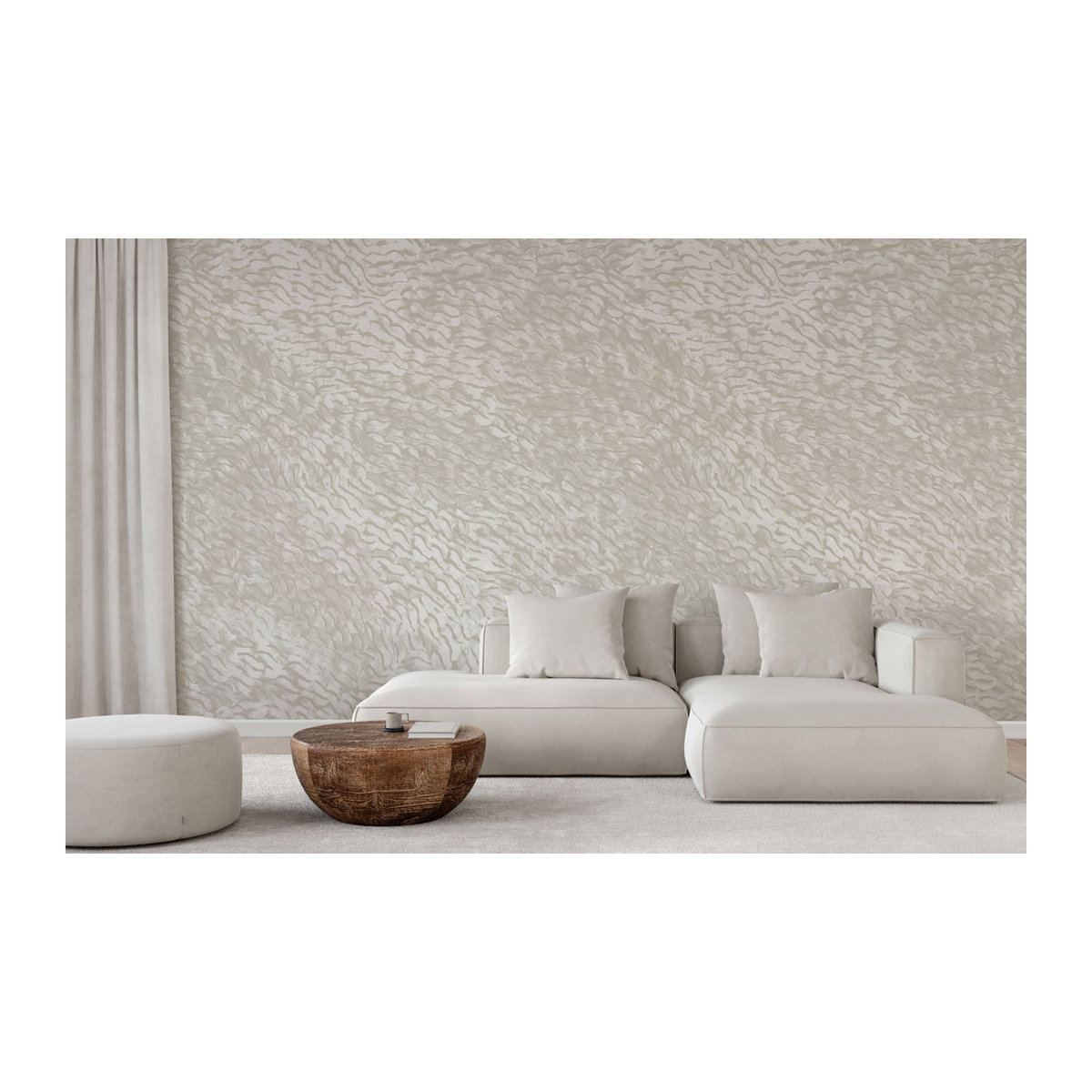 Isidore Leroy Wandbild Cascade in Creme – Abstraktes Landschaftsmotiv als Vlies-Tapete im Hochformat - Bild 1