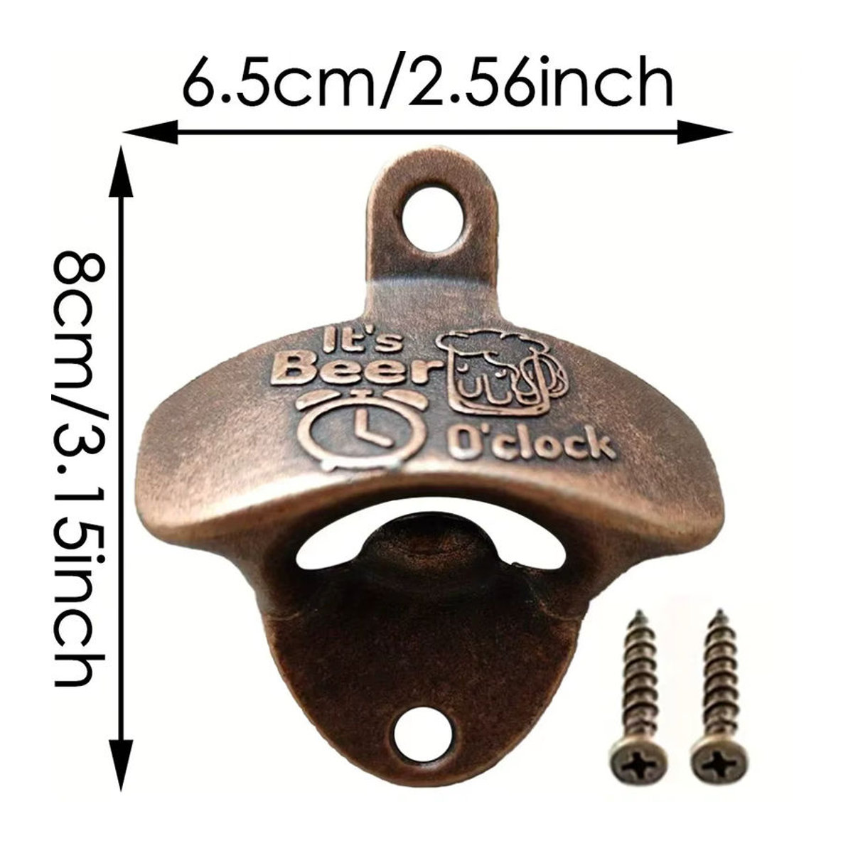 It's Beer'O Uhr Wandmontierter Flaschenöffner im Vintage-Design aus Metall, Rot/Braun - Bild 2