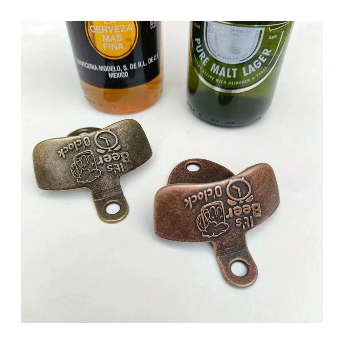 It's Beer'O Uhr Wandmontierter Flaschenöffner im Vintage-Design aus Metall, Rot/Braun - Bild 4