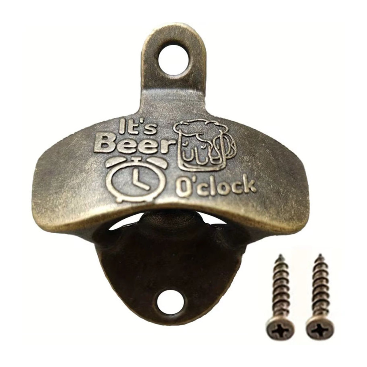 It's Beer'O Uhr Wandmontierter Flaschenöffner im Vintage-Design aus Metall, Rot/Braun - Bild 5