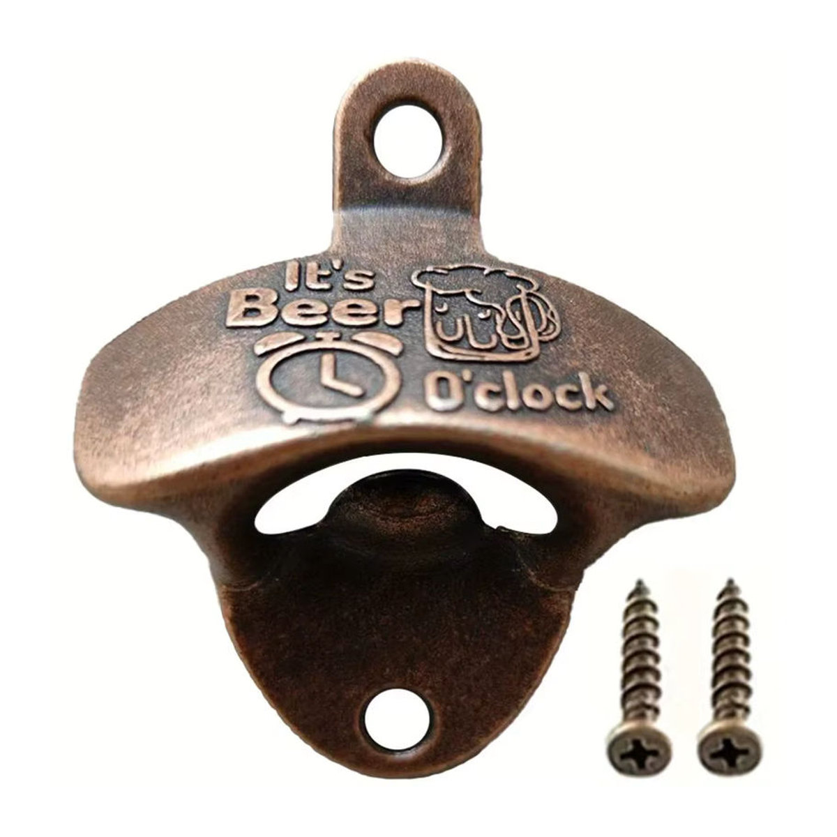 It's Beer'O Uhr Wandmontierter Flaschenöffner im Vintage-Design aus Metall, Rot/Braun - Bild 6