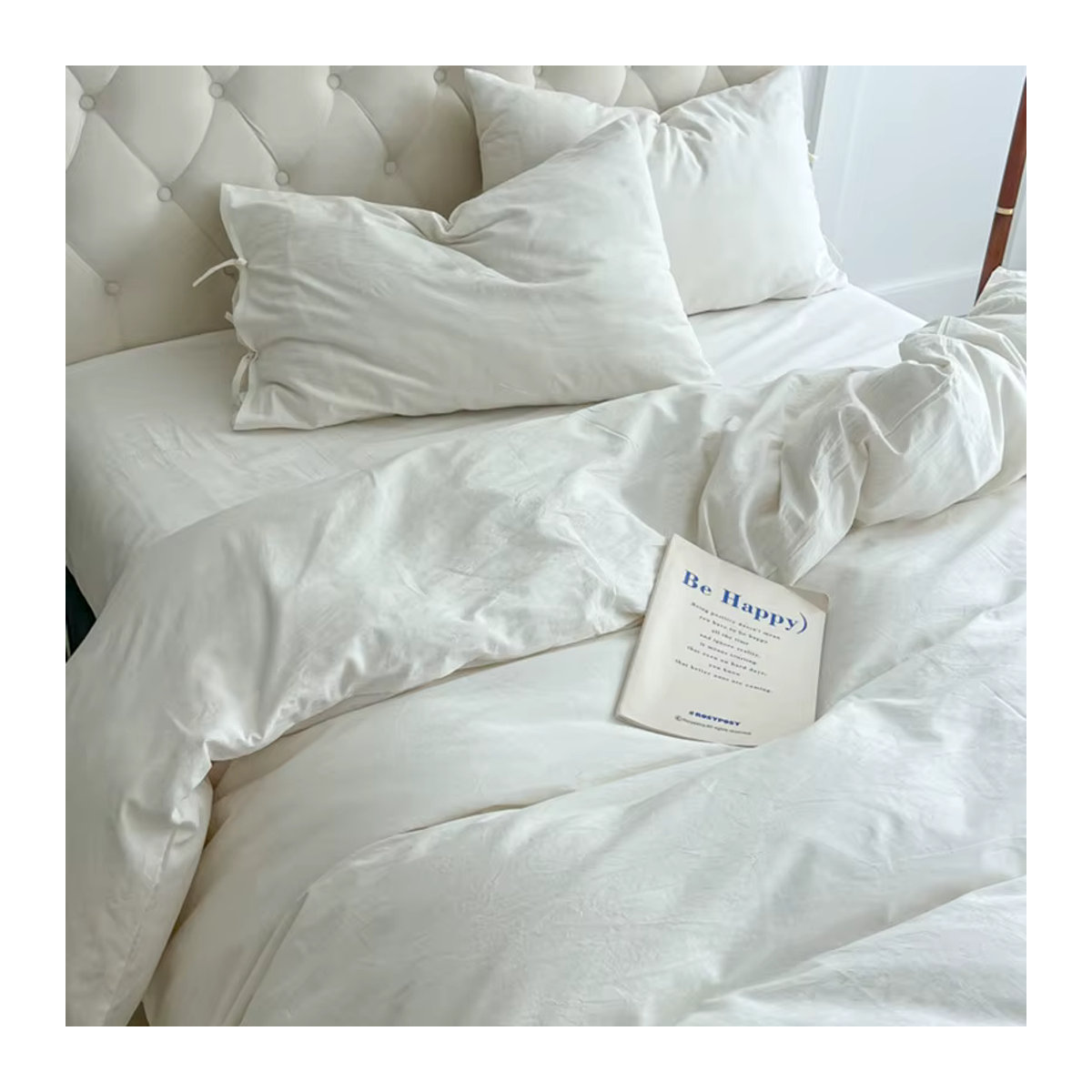 IvaRose HOME TEXTILE 4-teiliges Bettwäsche-Set Queen-Size in Weiß und Grün mit Reißverschluss - Bild 2