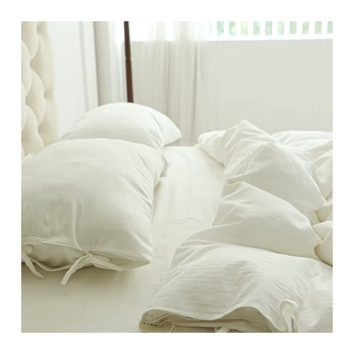 IvaRose HOME TEXTILE 4-teiliges Bettwäsche-Set Queen-Size in Weiß und Grün mit Reißverschluss - Bild 5