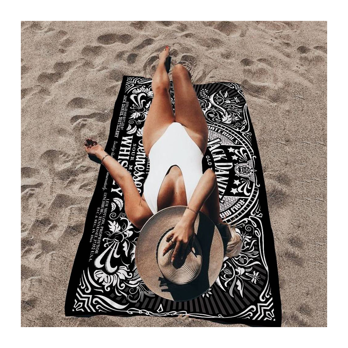 J-Jack D-DanielS Mikrofaser Strandtuch bedruckt, saugfähig und weich, B: 30 cm, H: 60 cm - Bild 3