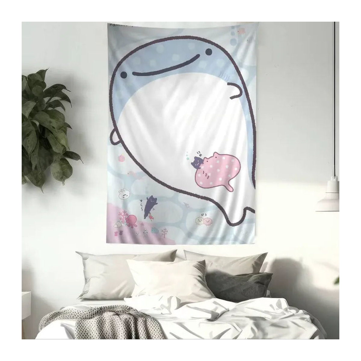 J-Jinbesan Cartoon Wandteppich mit Science-Fiction-Tier-Motiv in Blau, rechteckiger Textil-Wandteppich für die Kinderzimmer-Dekoration, B: 50 cm, H: 70 cm - Bild 2